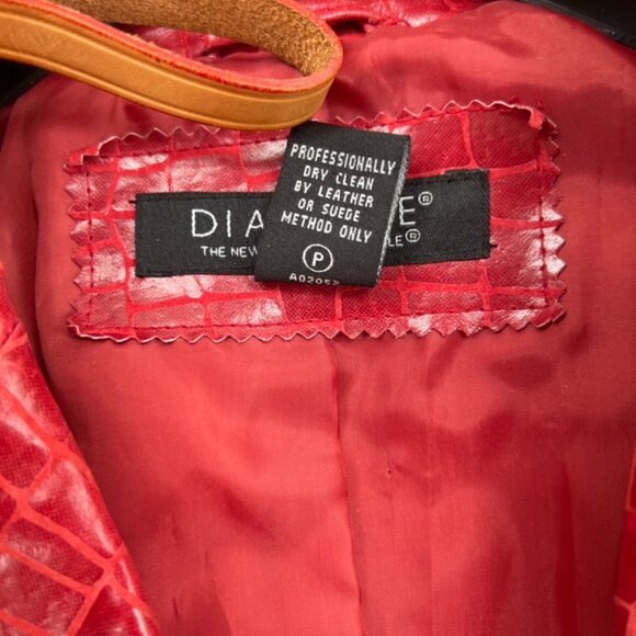 vintage dialogue croc embossed genuine leather blazer red large - Picture 5 of 10